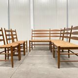 Oak and wicker dining set, 1960s