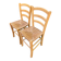 2 chaises de cuisine en bois massif et paille de style campagnard