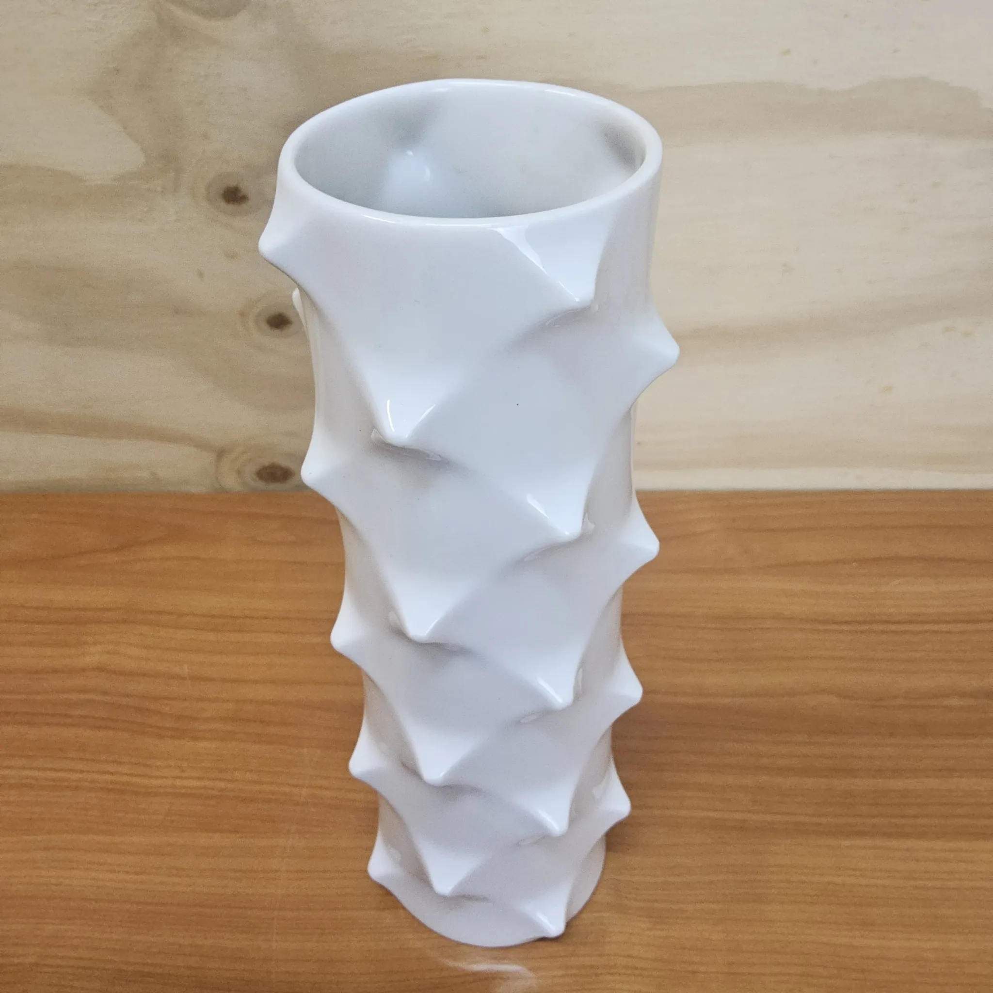 Scherzer Bavaria porcelain bisque Spikes vase. Optical Art