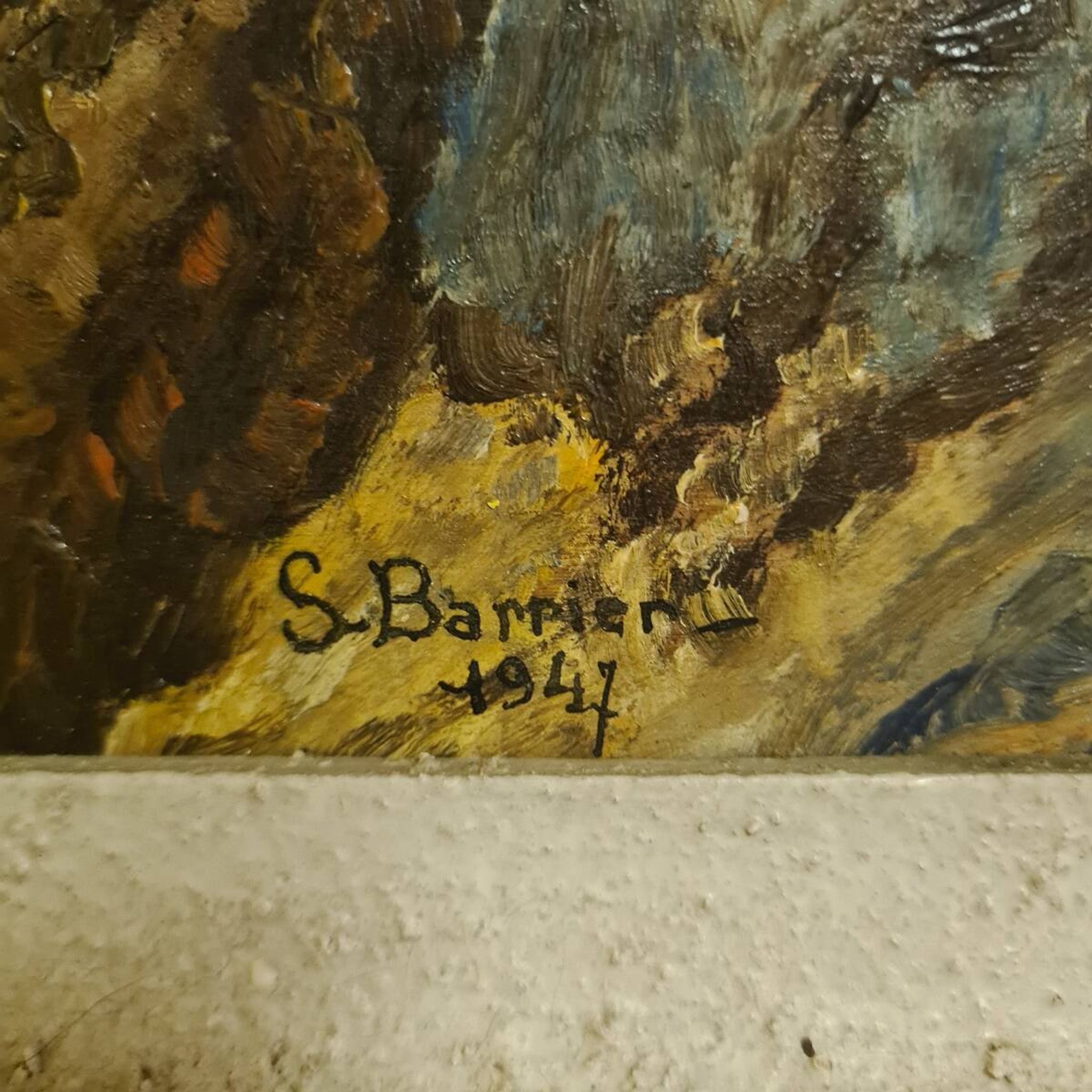 Oil on panel pendant with the French Coast By S. Barrier From 1947