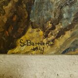 Oil on panel pendant with the French Coast By S. Barrier From 1947