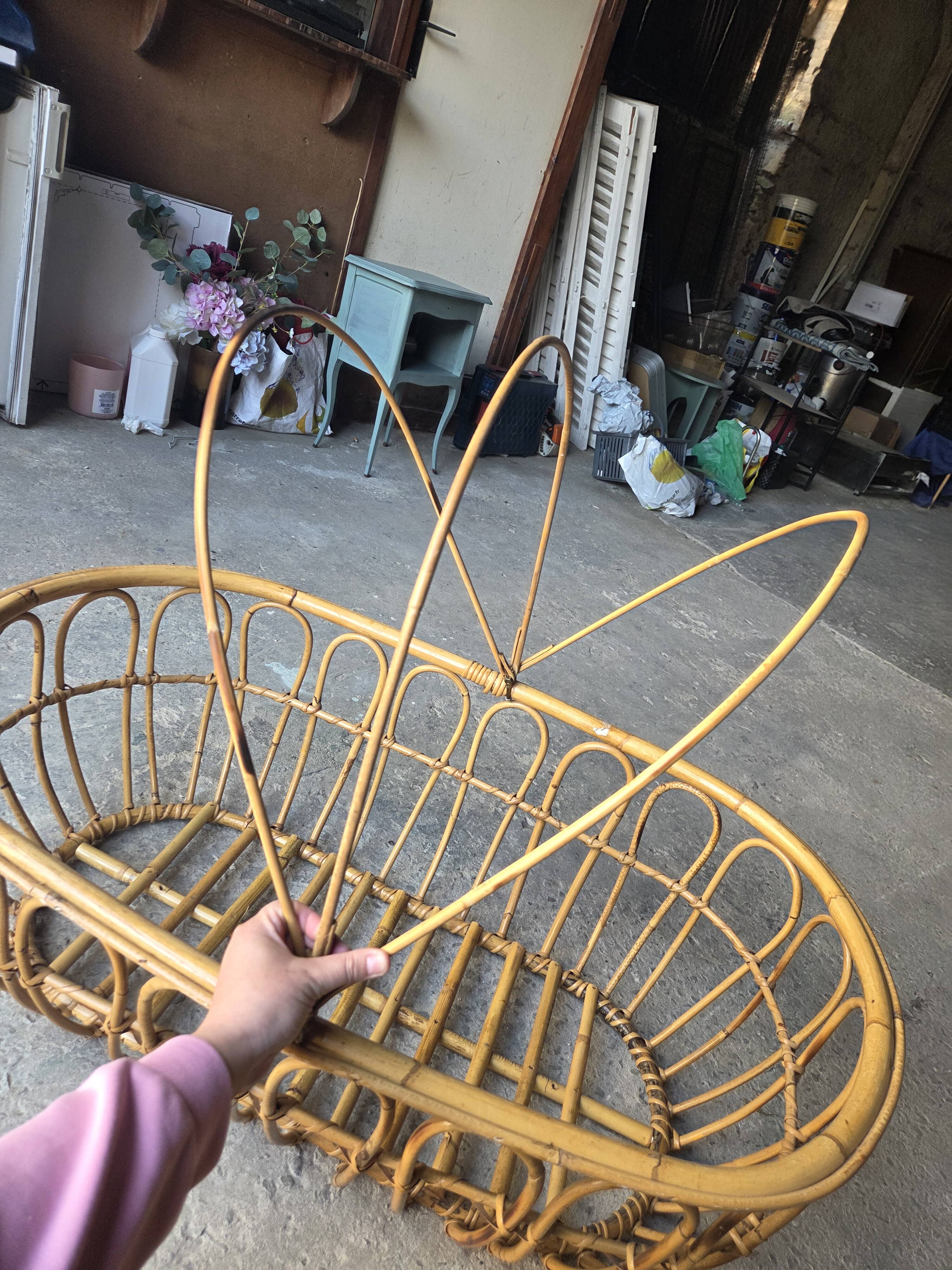 Vintage rattan cradle