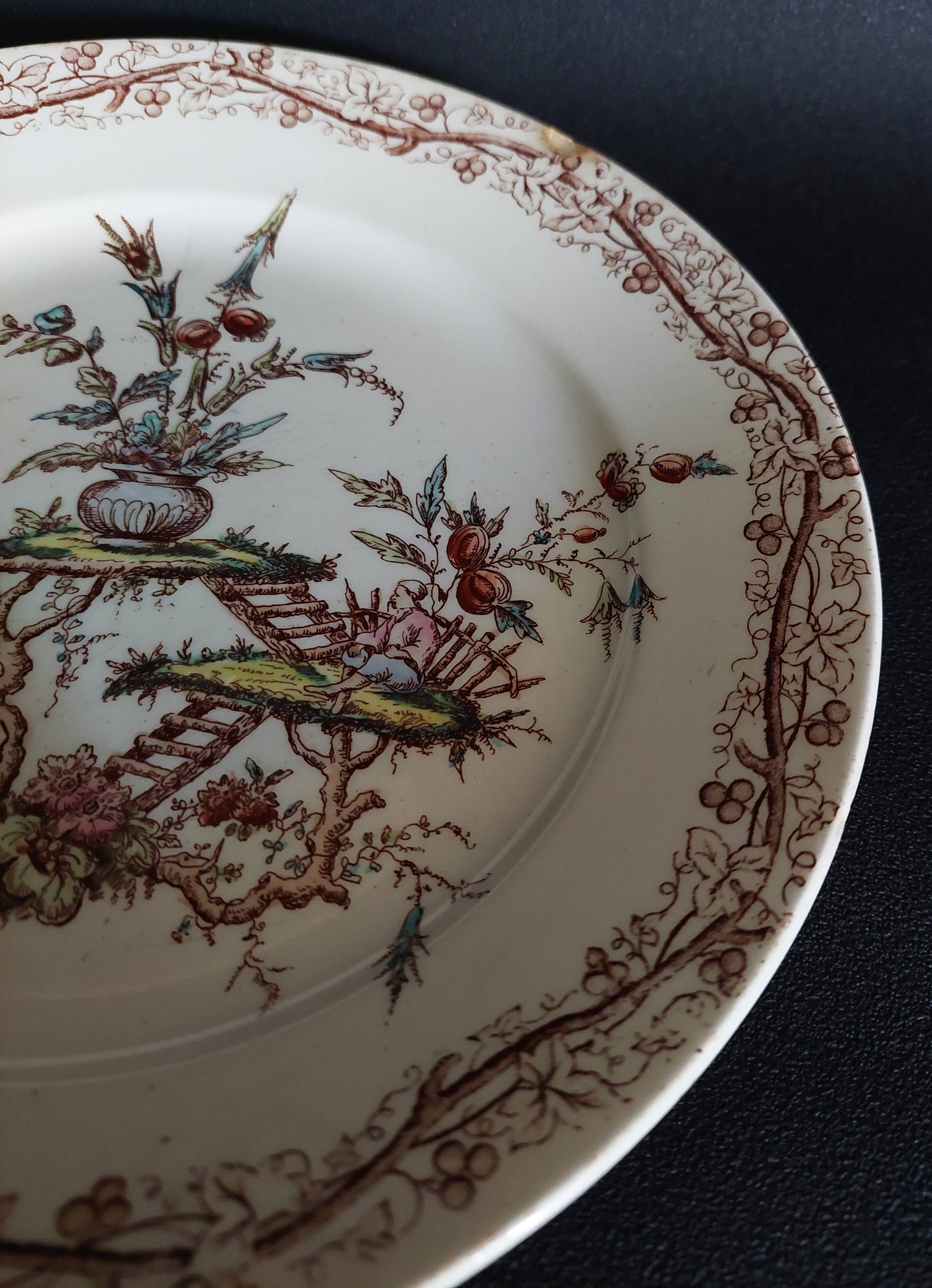 Ironstone plate by Keller and Guérin in Lunéville, late 19th century