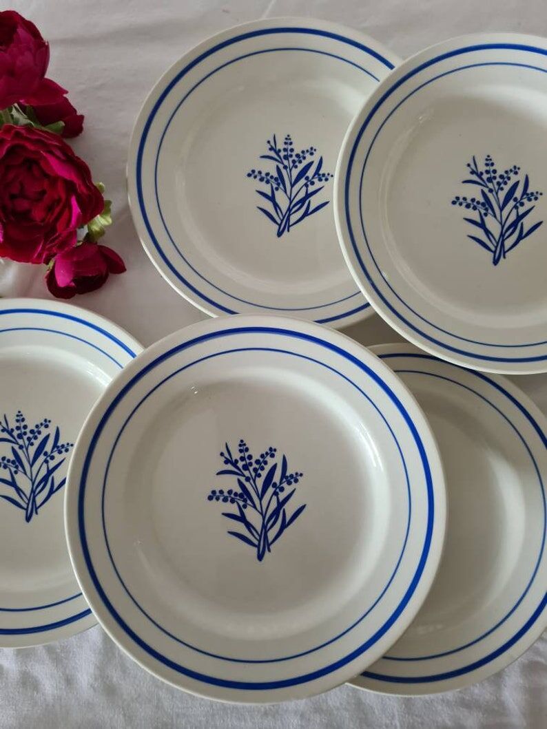 Set of 6 old flat plates Gien