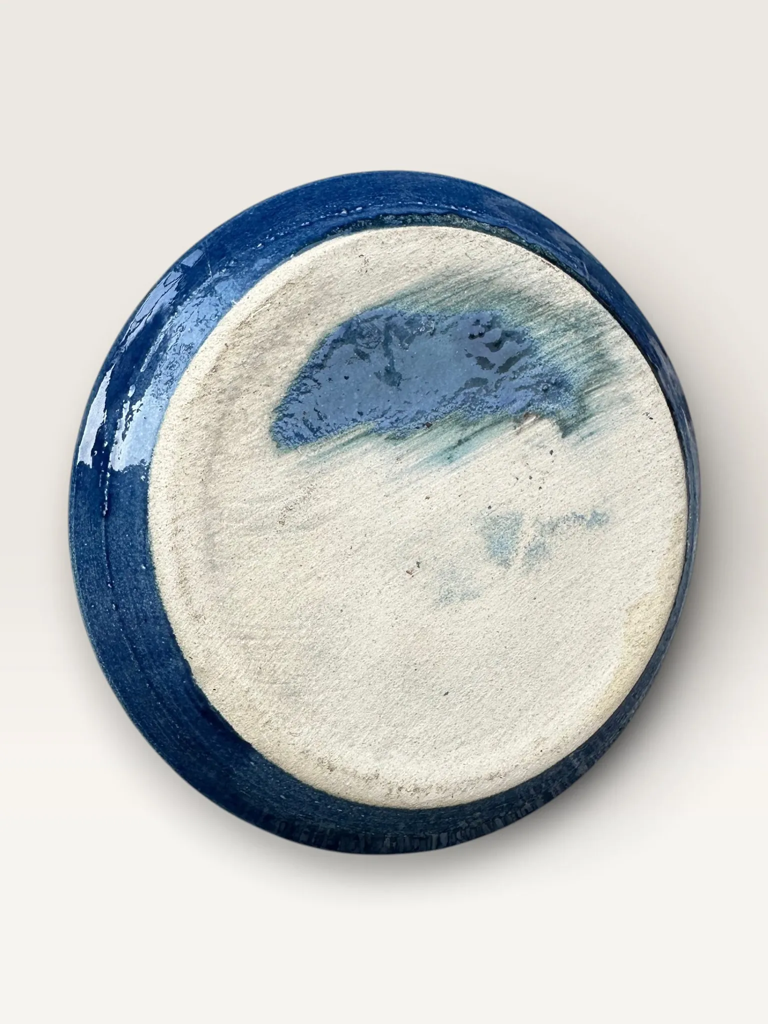 Blue ceramic rat cave candlestick