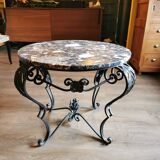 Art deco wrought iron and marble coffee table 40s