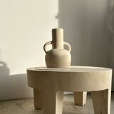 Coffee table, quadripod coffee table in solid monoxyl wood, white color D: 62.5cm