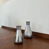 Vintage pair of chrome vases from the 1970s.