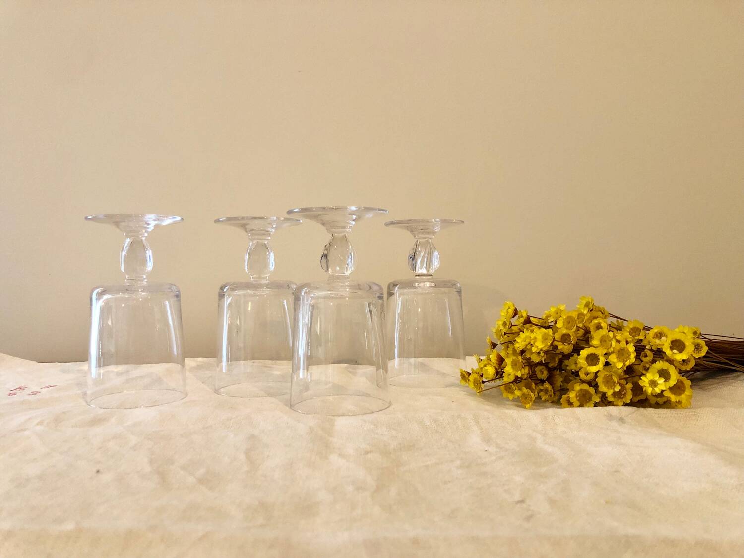 4 antique stemmed glasses