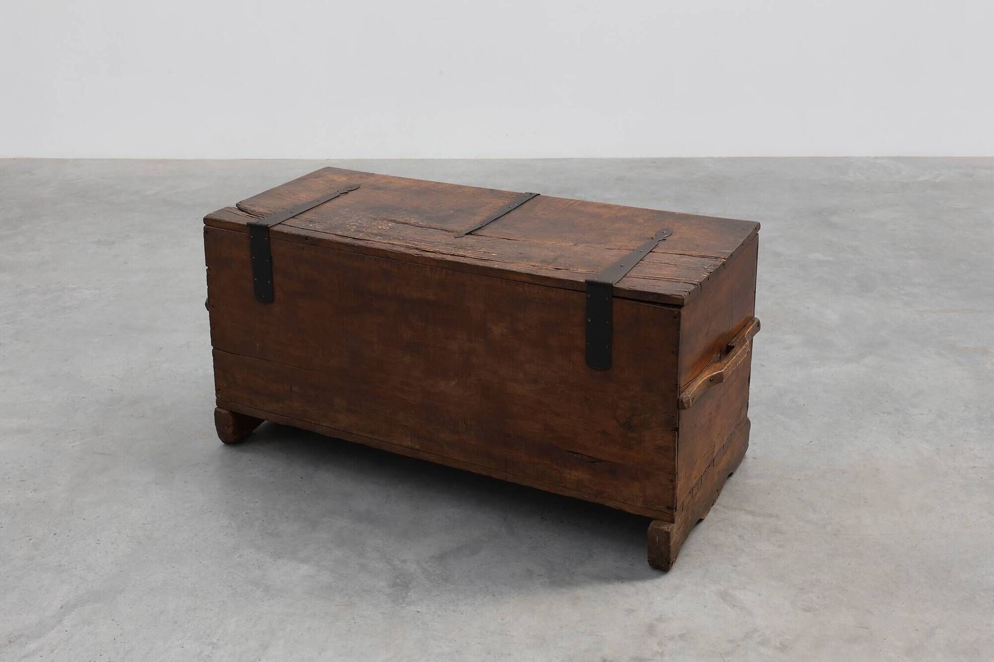 Flemish Oak Blanket Chest with panelled front and iron lock, dated 1825