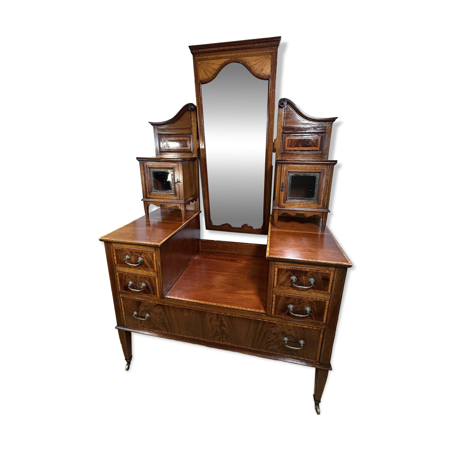 Edwardian Vintage Inlaid Console Hall Table / Dressing Table – 1900–1910