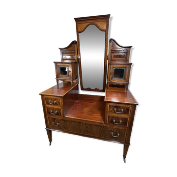 Console d'entrée/coiffeuse vintage édouardienne incrustée – 1900-1910