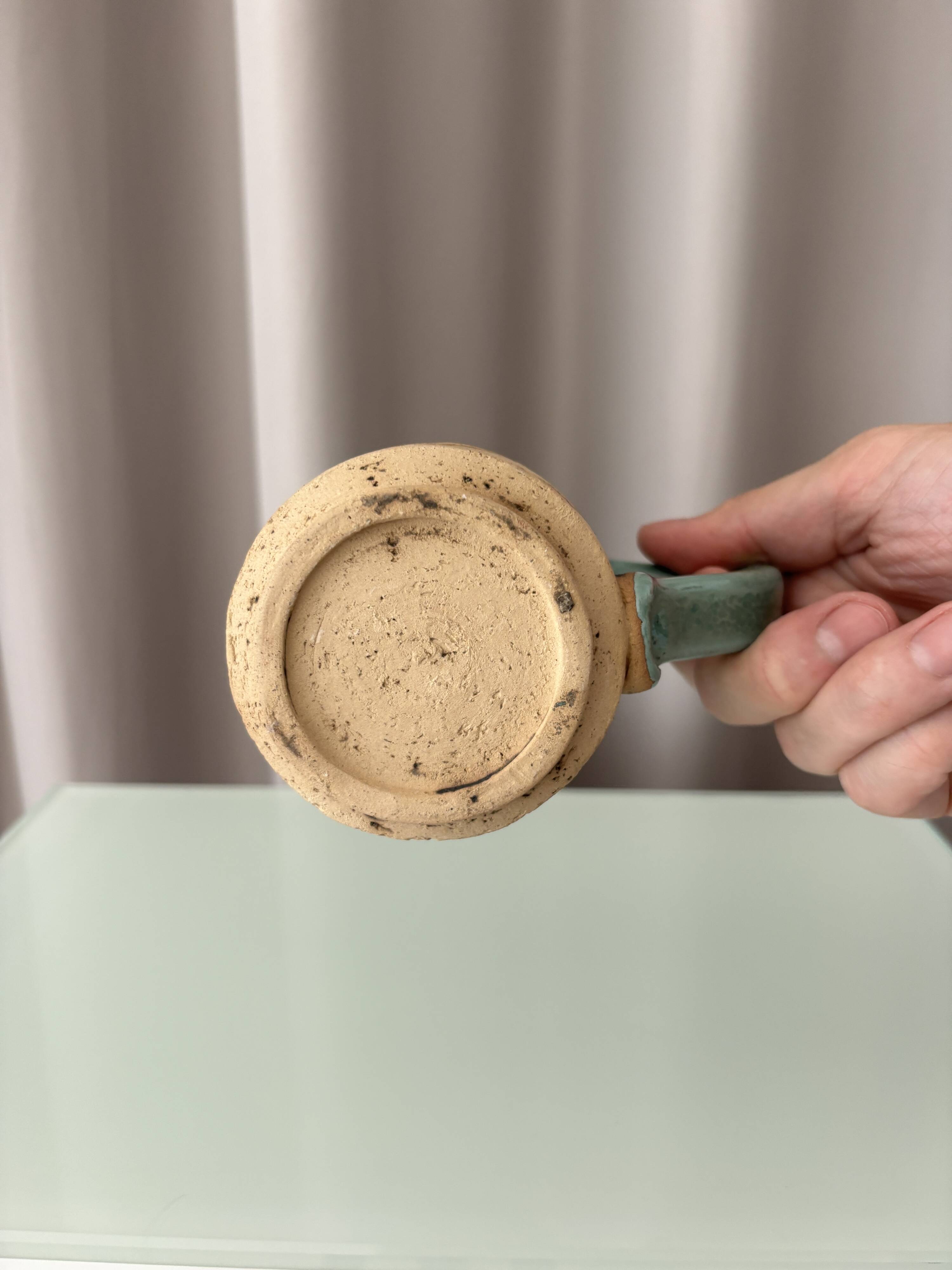 Vintage Handmade Studio Pottery Mug | Brutalist Floral Ceramic | 1970s