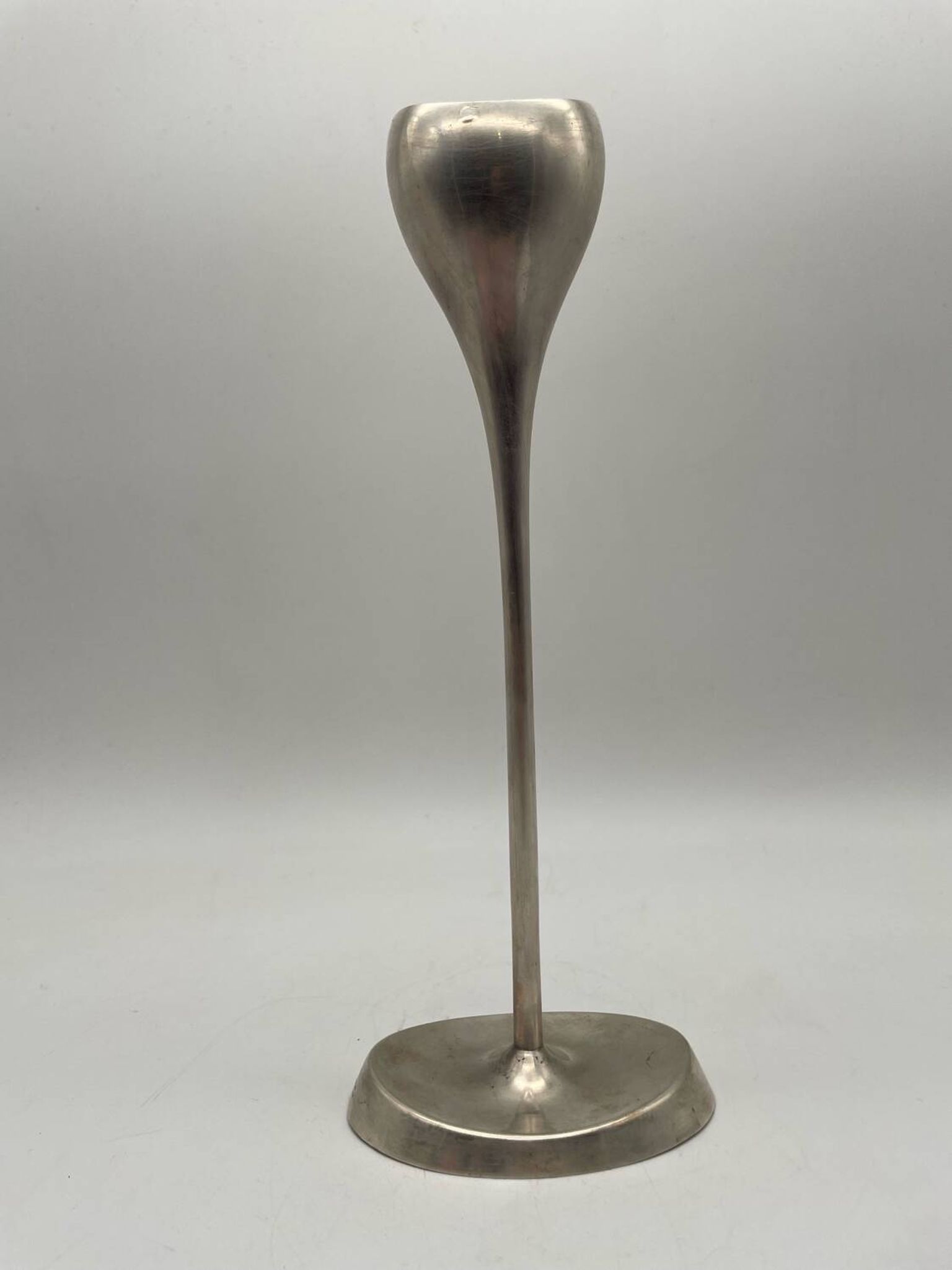 ABSA Danish Modernist Tulip Candle Holder in Silver Metal