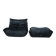 Ensemble de chaise et pouf Togo en velours noir brillant