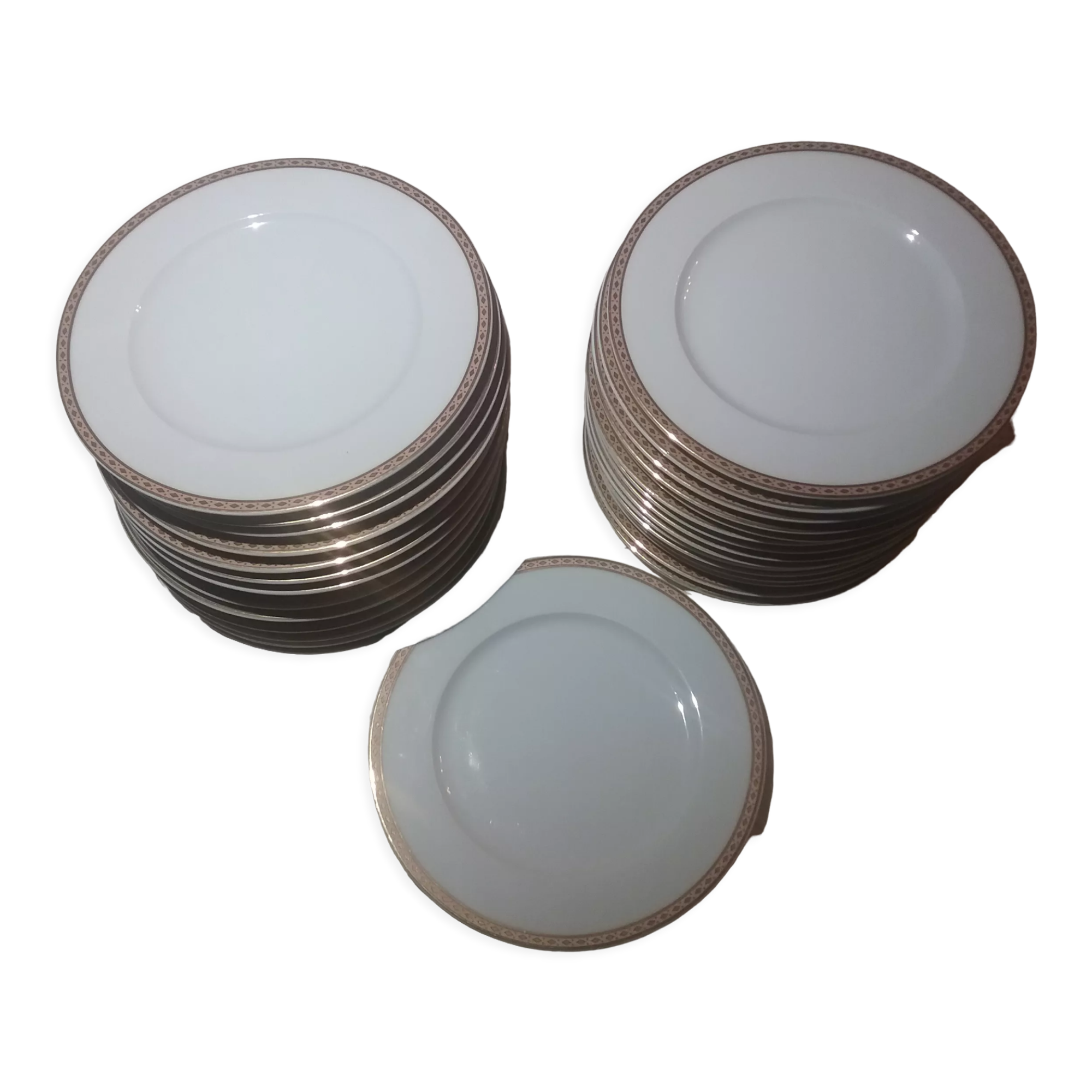 Fine porcelain dessert plates with gilded edging