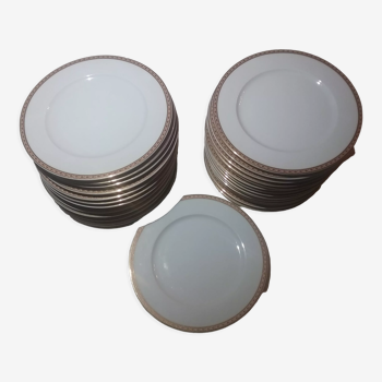 Fine porcelain dessert plates with gilded edging