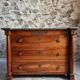 Antique commode, walnut and oak, marble top, 3 drawers, France circa 1820–1850.