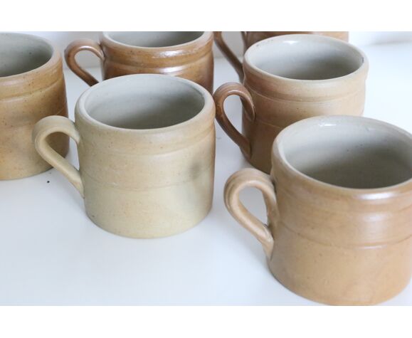 Ensemble de 6 mugs en grès, vintage