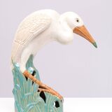Large Vintage Ceramic Heron Bird Sculpture 1970s