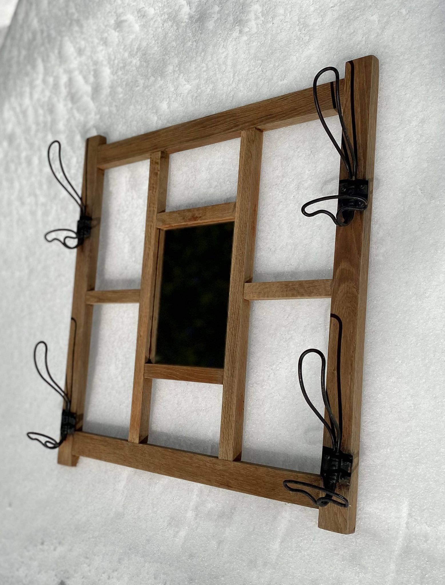 Portemanteau miroir moderniste vintage 1940