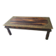 Large vintage Indian coffee table made of solid sheesham wood and brass.