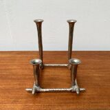 Brutalist sculptural cast aluminium candlestick Danish