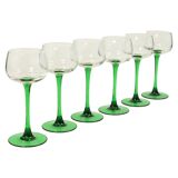 Set of 6 Vintage Luminarc Vins Moselle Wine Glasses Green