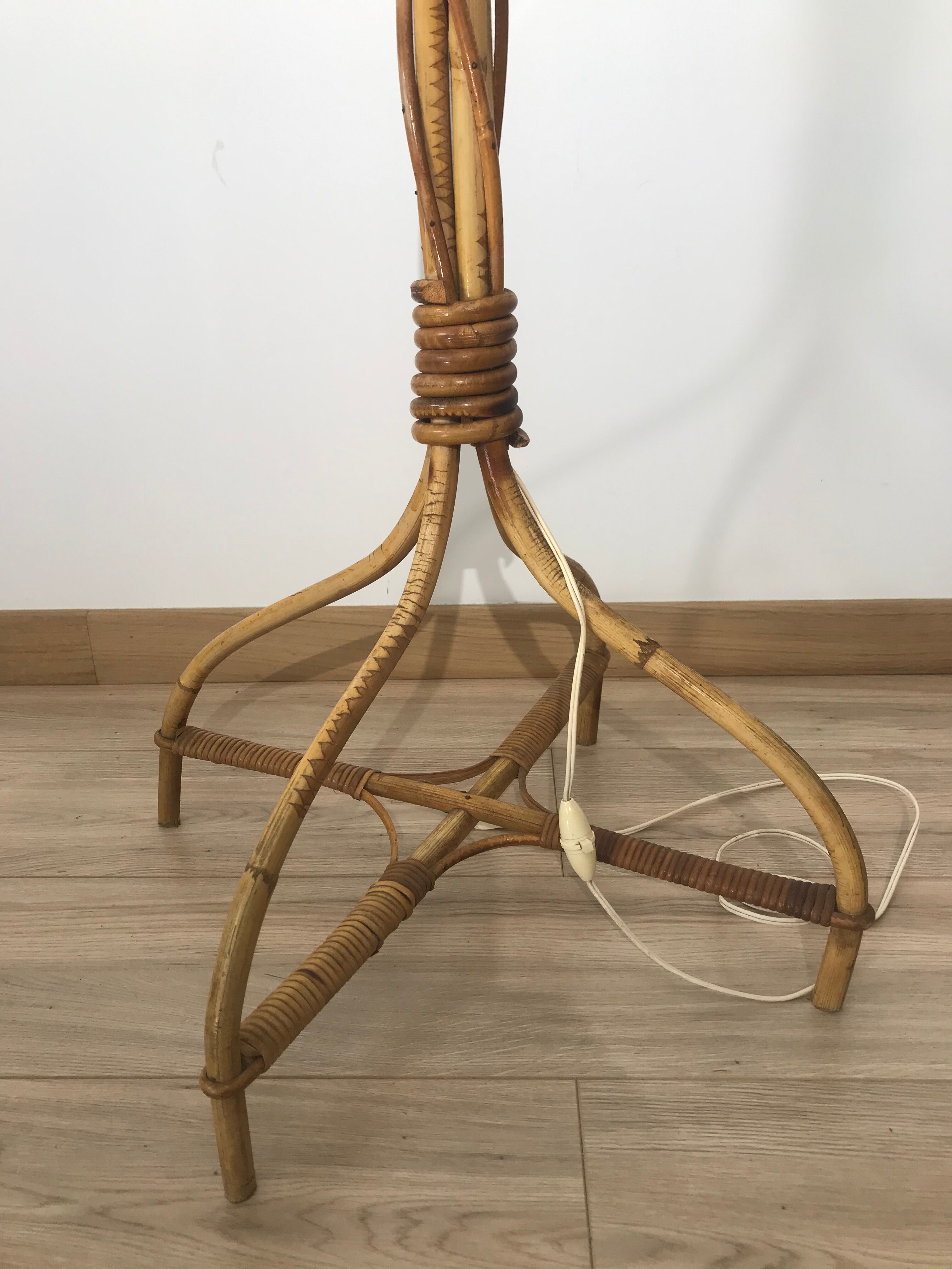 Vintage 60s handmade rattan floor lamp