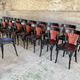 Set of 27 black and red bistro chairs – All wood