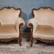 Pair of sculpted walnut armchairs – Louis XV style – 20th century