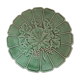 Green Sarreguemines dish from the 1950s. Light Raisin relief model.
