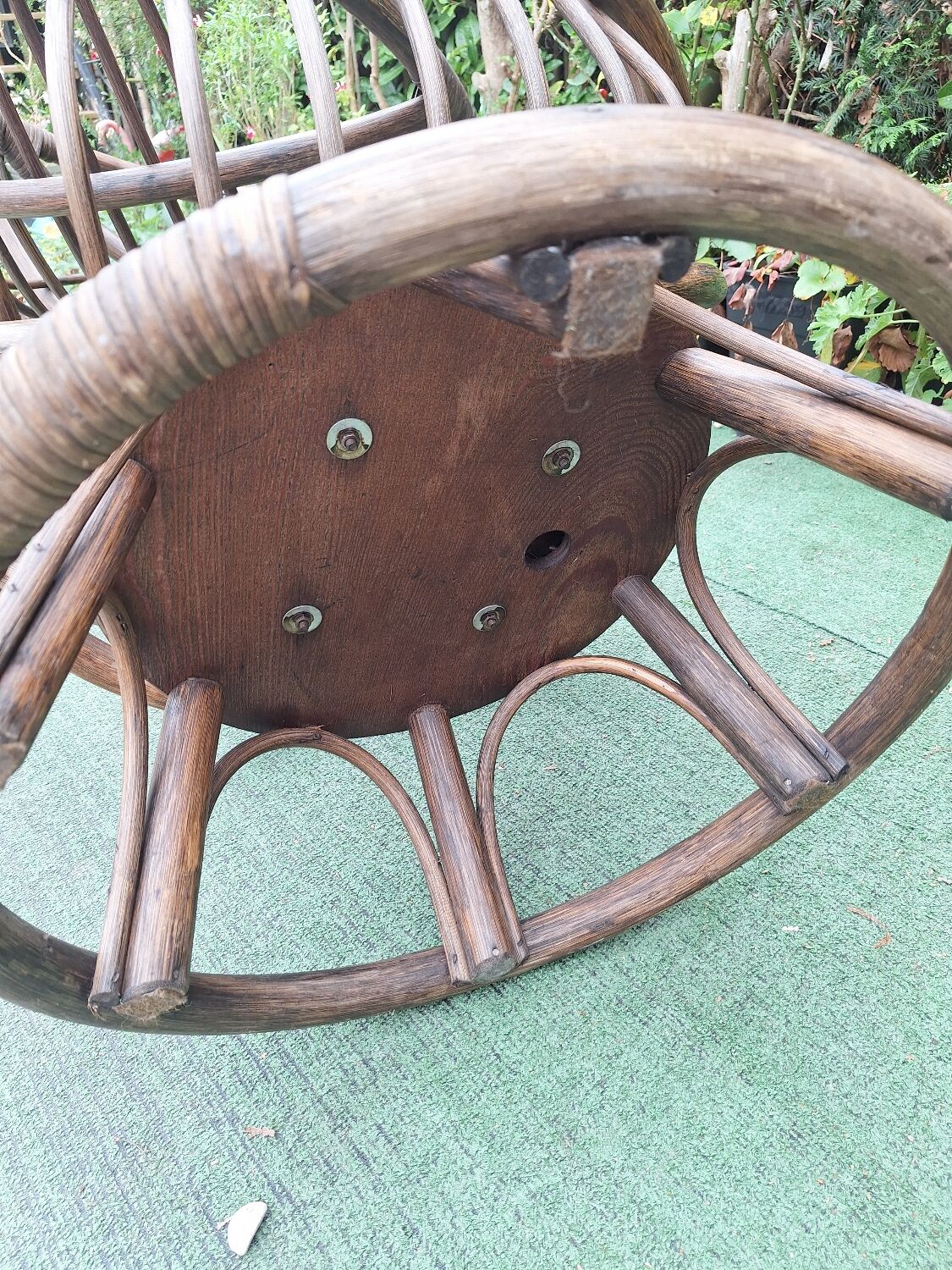 Pair of vintage rattan swivel armchairs