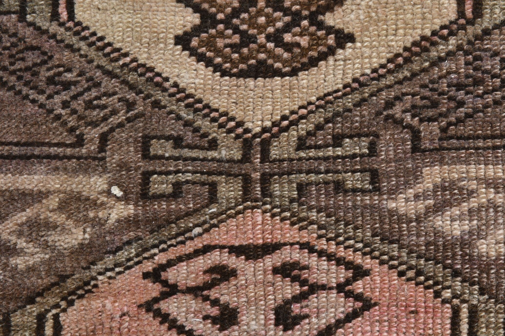 2x3 Brown & Pink Small Size Vintage Rug 52x80Cm