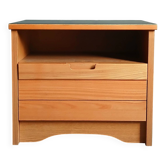 Brutalist bedside table in elm & laminate simat (doubinski brothers). 80's
