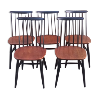 5 scandinavian Fanett Tapiovaara chairs