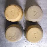 Set of 4 ramekins in semi-glazed sandstone, signed