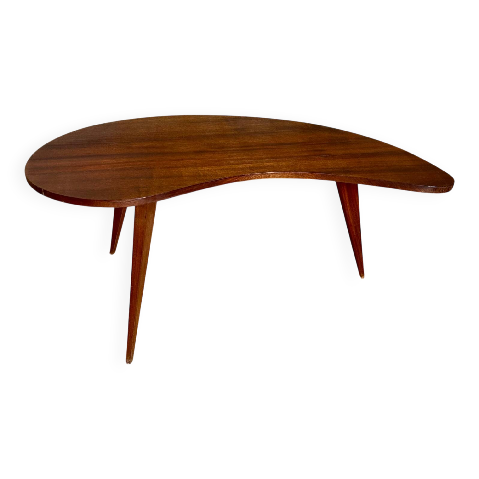 Kidney-shaped coffee table in mahogany, 1950s design