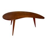 Kidney-shaped coffee table in mahogany, 1950s design