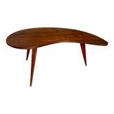 Kidney-shaped coffee table in mahogany, 1950s design