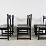 Set of 6 brutalist dining chairs by Emiel Veranneman for Decoene, 1970s