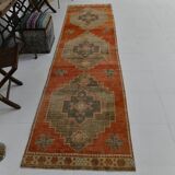 3x12 shades of brunt orange oushak runner rug
