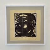 Portrait of a Man, 1972, Linocut, Framed