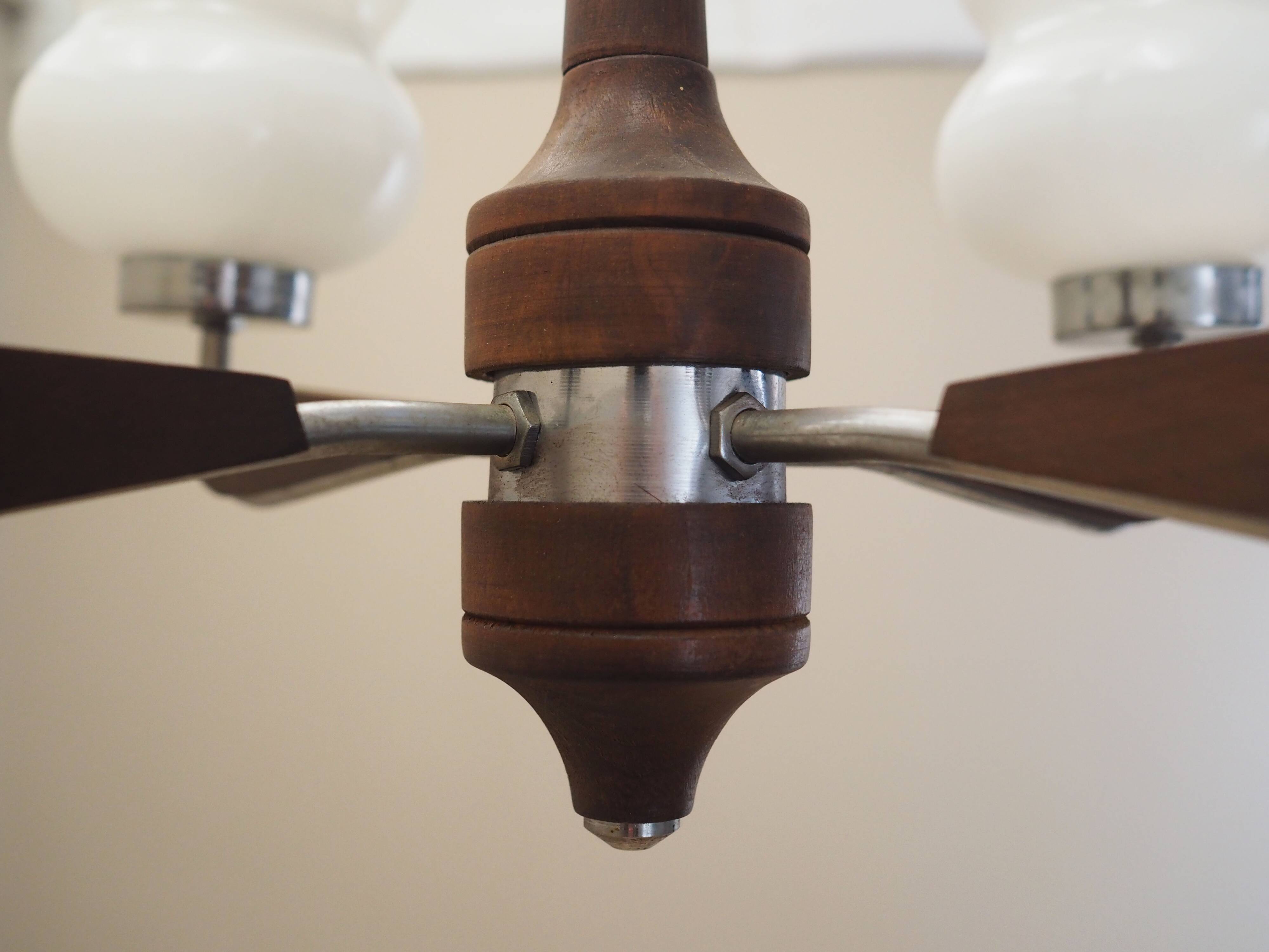 Wooden chandelier, Danish design, 1970s, production: Denmark