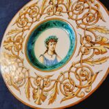 Italian faience plate with a female portrait decoration, Renaissance style.