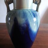 Vase with flamed blue signature in art deco ceramic