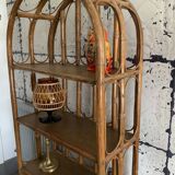 Vintage bamboo bookcase shelf