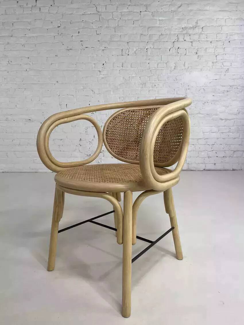 Rattan and cane armchair