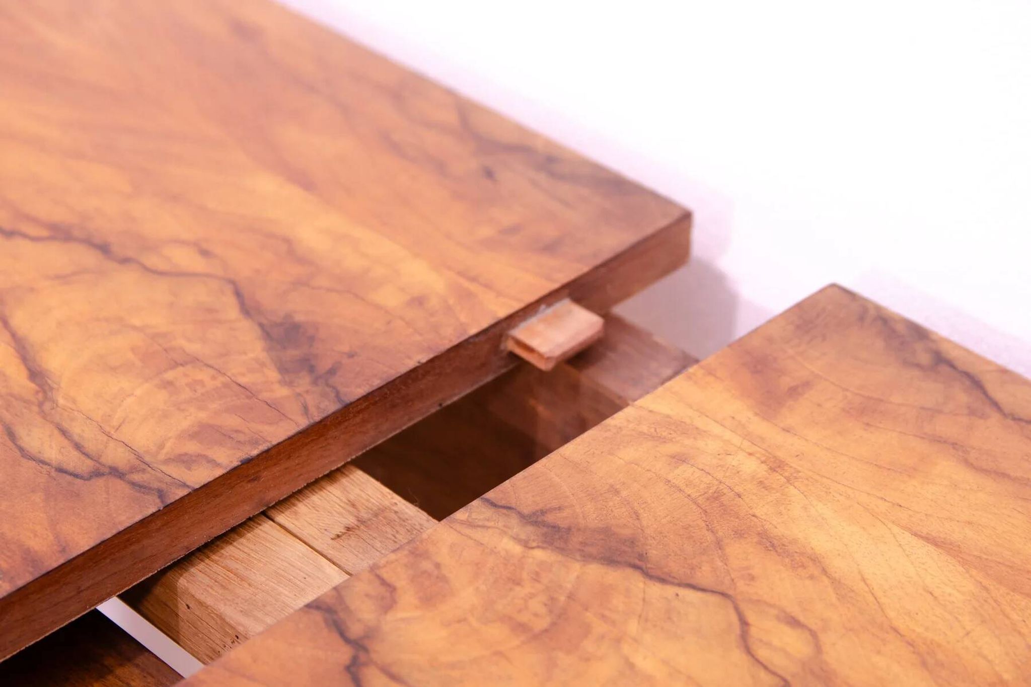 Walnut adjustable dining table, 1930s, Czechoslovakia