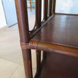 Retro-Side table-vinyl furniture-wood, rattan and bamboo-80s
